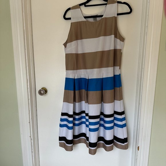 Last Exit Fit & Flare Pleated Striped Dress - Picture 1 of 3